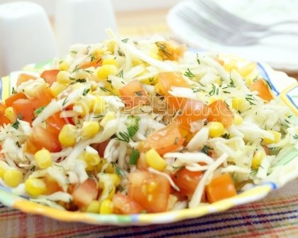 Постный салат с капустой