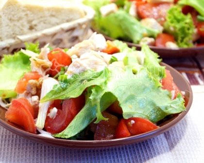 Салат с жареной курицей «Диана»